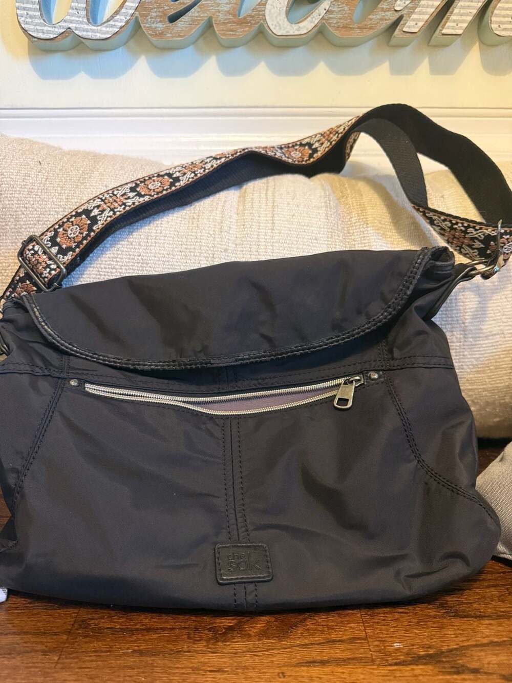 The Sak Esperato Nylon Crossbody Bag Black Patterned Strap